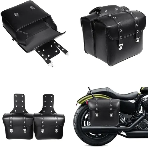 Miniatura 3 de Alforjas de cuero PU para motocicleta Softailfor Scooter Honda Suzuki Yamaha Street Sportster