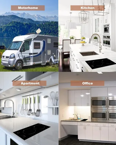 Miniatura 8 de Placa de inducción de dos quemadores de 3300 W, estufa de inducción de doble quemador con 9 niveles de potencia, estufa eléctrica de 12 pulgadas