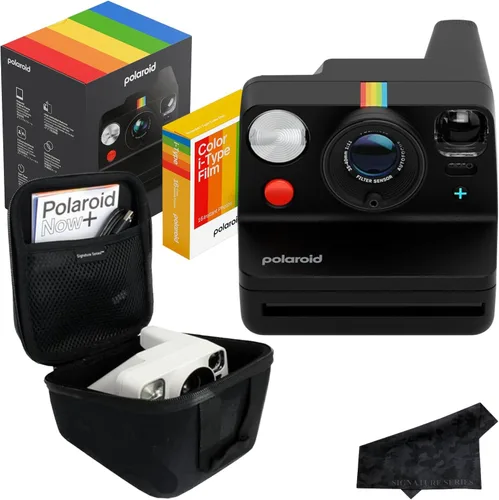 Polaroid Now+ - Cámara instantánea Bluetooth i-Type de 3ª generación con 16 fotos de película a color, color negro, controlada por aplicación con