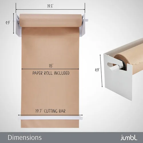Miniatura 2 de Jumbl Dispensador de papel kraft montado en la pared de 8 pulgadas Rollo de papel colgante con cortador para cocina, sala de bricolaje, oficina