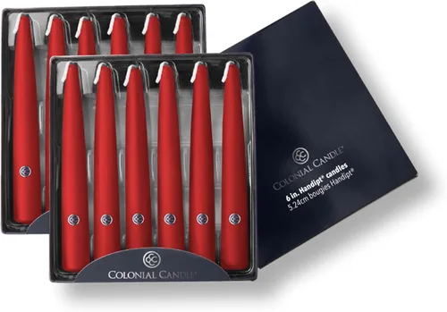Miniatura 18 de Colonial Candle Vela cónica sin perfume, colección Handipt, ámbar, 12 pulgadas, paquete de 12, hasta 10 horas de combustión