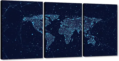 Miniatura 19 de MAMAGO Lienzo decorativo para pared, diseño de mapa de Estados Unidos, 3 paneles, fondo de madera, mapa de Estados Unidos, imagen y póster, arte