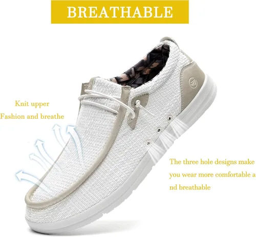 Miniatura 5 de ZF ZEFUHER Zapatos casuales para hombre, con soporte de arco ortopédico, zapatos náuticos ligeros y cómodos con cordones, mocasines de ancho ancho