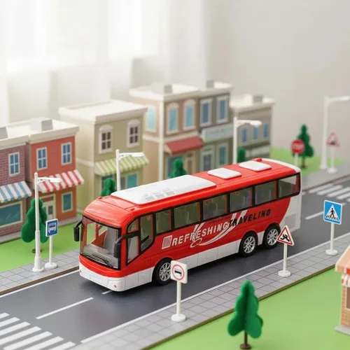 Miniatura 3 de Modelo de coche de juguete de autobús de viaje de 12.5 pulgadas para niños, coche de autobús urbano a escala 1:30 para niños pequeños, juego