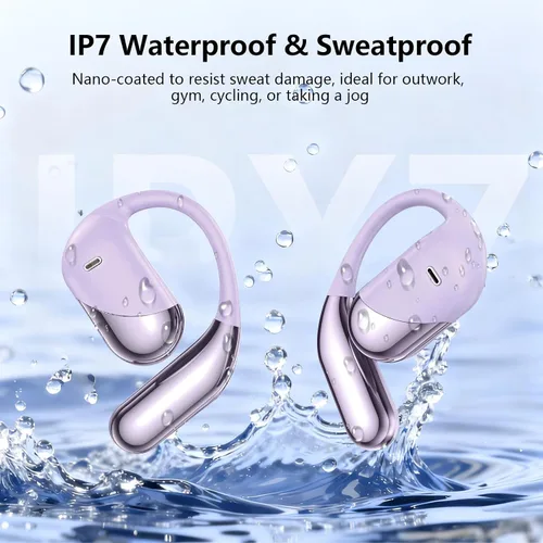 Miniatura 6 de Auriculares abiertos, clip para colocar sobre las orejas, auriculares inalámbricos, conducción ósea, micrófono integrado, pantalla LED Bluetooth