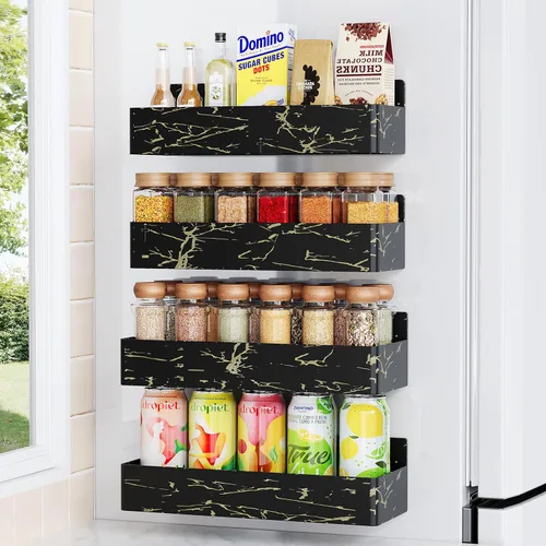 Miniatura 27 de Mystozer Estante Magnético para Especias para Refrigerador, Organizador de Cocina y Estante de Almacenamiento, Negro (Paquete de 6)..