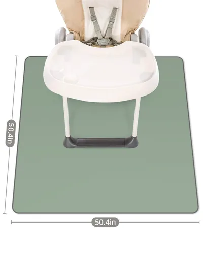 Miniatura 3 de Blissful Diary - Alfombrilla antideslizante para debajo de la silla alta para bebé, 50.4 x 50.4 pulgadas, alfombrilla salpicaduras limpiable, Verde