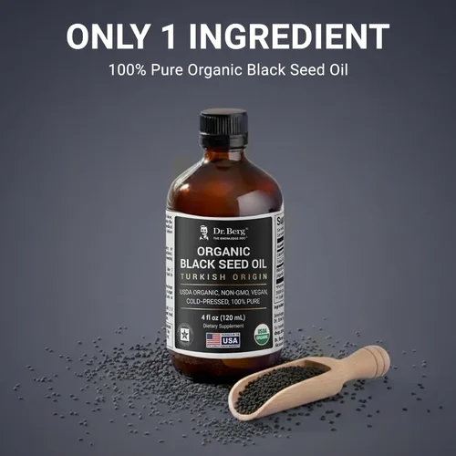 Miniatura 3 de Dr. Berg Aceite de Semilla Negra Orgánico Prensado en Frío – Puro Aceite de Nigella Sativa de Comino Negro – USDA Orgánico, Halal, Vegano