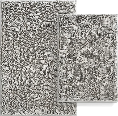 Juego de 2 alfombras de baño antideslizantes para baños, juego de alfombras de felpilla gruesa y suave, alfombras de baño ultra absorbentes,