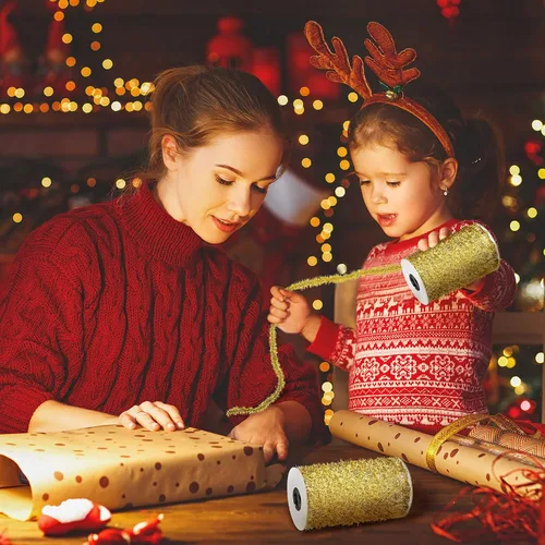 Miniatura 3 de Canlierr Guirnalda de oropel de Navidad de 50 yardas con purpurina fina metálica para decoración de árbol de Navidad, fiesta de cumpleaños, boda