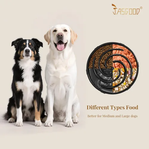Miniatura 4 de JASGOOD Tazón de alimentación lenta para perros de tamaño grande y mediano, tazones de alimentación para mascotas que evitan la hinchazón, tazones