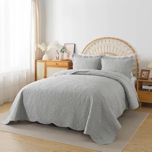 Miniatura 258 de HoneiLife - Juego de colcha de tamaño Queen, juego de ropa de cama de pana bordada de 3 piezas, colcha de lujo, ligera, cálida, para todas las Pana