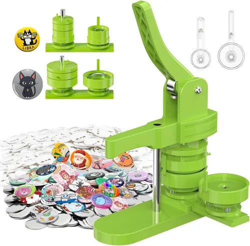 Aiment Máquina para hacer botones de varios tamaños, 200 unidades, fabricante de insignias de 1.25 + 2.25 pulgadas para niños, máquina de prensa de