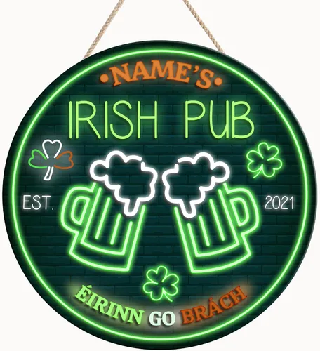 Miniatura 17 de ARTSY WOODSY Letrero de madera de pub irlandés personalizado (no tallado real), decoración del día de San Patricio, accesorios de placa de arte