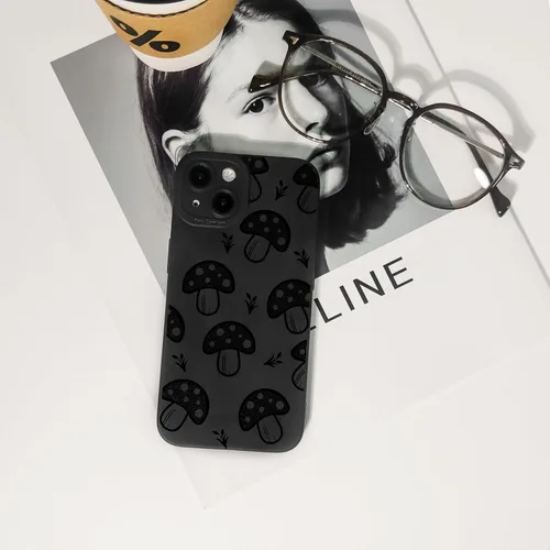 Miniatura 2 de Lovmooful Funda compatible con iPhone 13, bonito diseño de hongos negros para niñas y mujeres, TPU suave a prueba de golpes, protector femenino