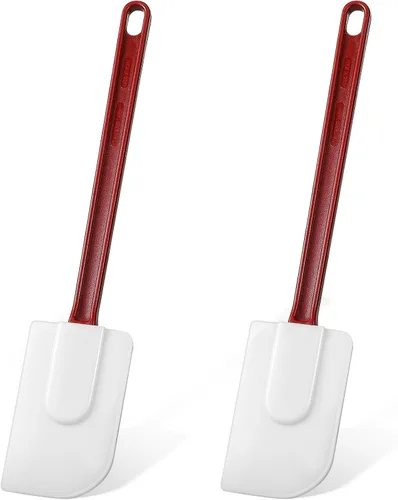 Lounsweer Juego de 2 espátulas de goma resistentes al calor de 10 pulgadas, espátula de silicona comercial para uso en cocina, juegos de utensilios