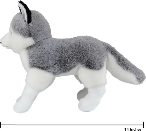 Miniatura 2 de Ice King Bear Peluche realista de Husky siberiano, juguete de peluche, 14 pulgadas de largo, de pie