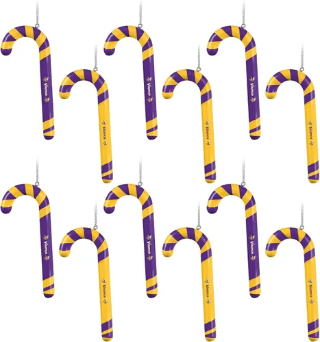 Miniatura 7 de NFL Team Logo 12 Pack Candy Cane Ornament Set