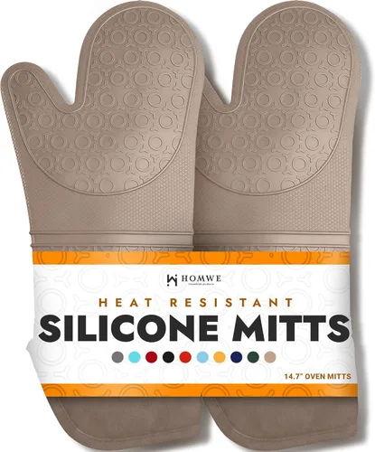 Miniatura 30 de Guantes de horno de silicona con forro de algodón acolchado – profesional resistente al calor olla de cocina soportes – 1 par 2-Turquesa