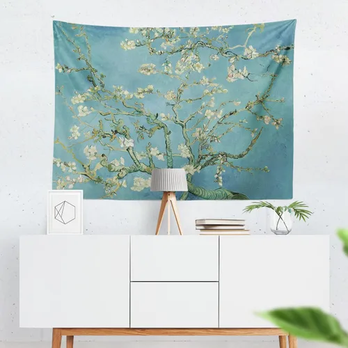Miniatura 2 de Chitteri Vincent van gogh - Tapiz colgante de flores de almendra, 60 x 45 pulgadas, arte de pared de poliéster para decoración del hogar