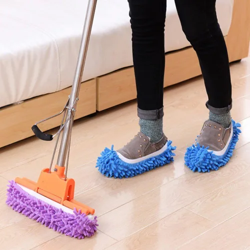 Miniatura 2 de 10 unidades, 5 pares de pantuflas para trapeador, multifunción, fibra de chenilla, lavable, para limpiar el suelo, para baño, oficina, cocina