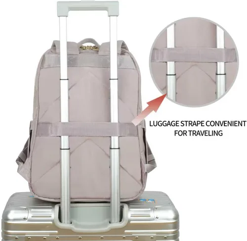 Miniatura 4 de KROSER Mochila para laptop para mujer de 15.6 pulgadas, mochila diaria elegante con puerto de carga USB, mochila de nailon repelente al agua