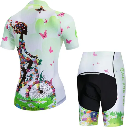 Miniatura 2 de Hotlion Conjunto de camiseta de ciclismo para mujer de manga corta con bolsillo