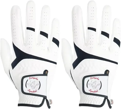 Miniatura 10 de Guantes de golf para hombre, cuero sintético de alta calidad, agarre estable, paquete de dos