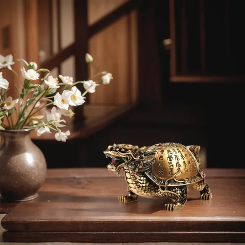 Miniatura 4 de Estatua de tortuga de dragón de Feng Shui Longevity para decoración de oficina en casa - 5 pulgadas de largo