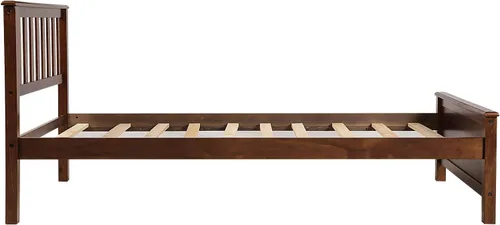 Miniatura 7 de P PURLOVE Base de cama individual de madera con cabecero, estribo y soporte de listones de madera, nogal Nogal/Con Plataforma