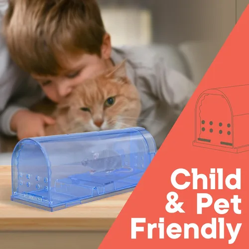 Miniatura 6 de Blue Humane - Trampa para ratones, paquete de 1, jaula de captura y liberación en vivo para uso en interiores y exteriores, segura para mascotas