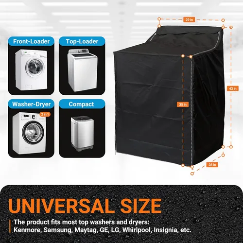 Miniatura 6 de BlueStars 2 PCS Fundas para Lavadora de Carga Superior - Protección Exterior Premium para la Mayoría de Fundas de Lavadora y Secadora - A29" x P28