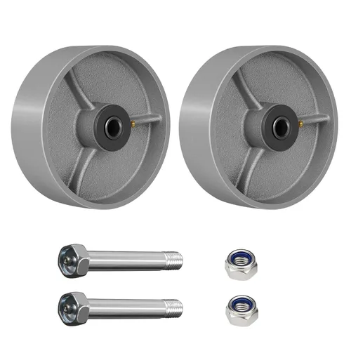 Miniatura 32 de Ruedas giratorias de repuesto de 6 x 2 pulgadas, rueda de hierro fundido de acero, resistente, capacidad de 1200 libras por rueda, orificio de 1/2