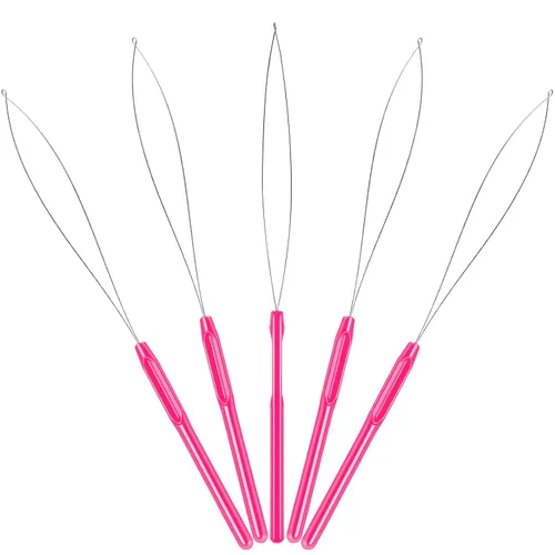 Miniatura 5 de 10 piezas de extensión de cabello, enhebrador de aguja para tirar y dispositivo de cuentas, herramienta para enhebrador de bucle para extensiones