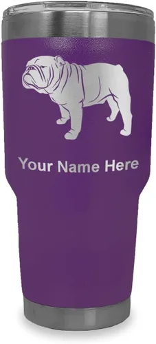 Miniatura 11 de LaserGram Vaso aislado al vacío de 20 onzas, Bulldog Dog, grabado personalizado incluido (negro)