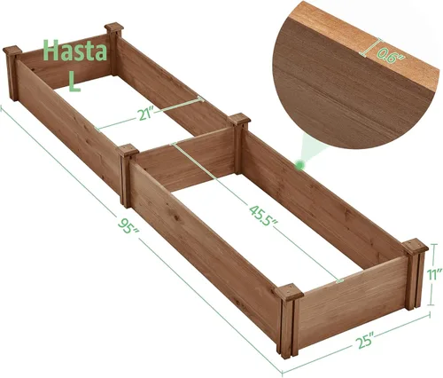 Miniatura 3 de Yaheetech Cama de jardín elevada de madera para horticultura de 8 x 2 pies, caja de plantación elevada divisible para flores/vegetales en patio