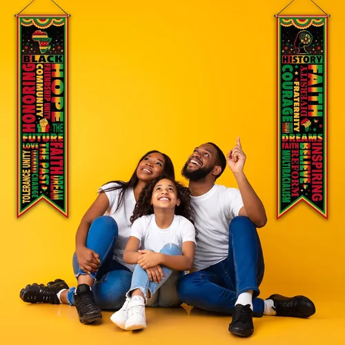 Miniatura 5 de Blulu 2 pancartas negras para puerta del mes de la historia, decoraciones para el aula, letrero de porche afroamericano, cartel inspirador