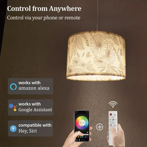 Miniatura 2 de Lámpara Colgante con Enchufe, Luz Colgante, Paquete de 2 con Control Remoto, 15 Pies de Luces Colgantes con Cable de Enchufe, Pantalla de Lámpara