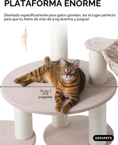 Miniatura 2 de Árbol para gatos extra grande para Maine Coon, torre de árbol para gatos de interior de 65 pulgadas de altura para gatos adultos grandes de 20