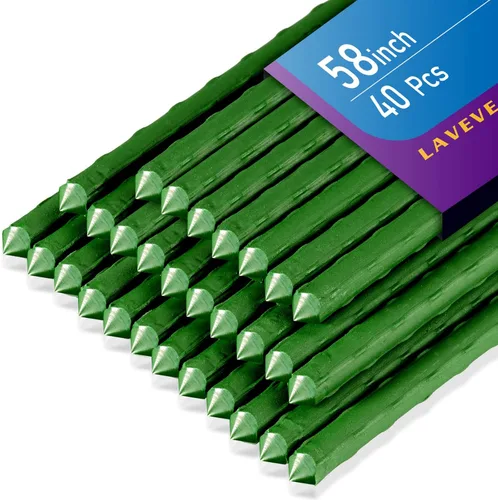 Miniatura 10 de LAVEVE Garden Stakes - Estacas de tomate de acero resistente de 36 pulgadas, estacas de soporte recubiertas de plástico para asegurar árboles