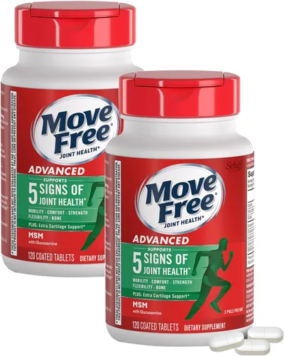 Move Free Suplemento avanzado de apoyo articular MSM de glucosamina condroitina, apoya la movilidad, comodidad, fuerza, flexibilidad y hueso, 120