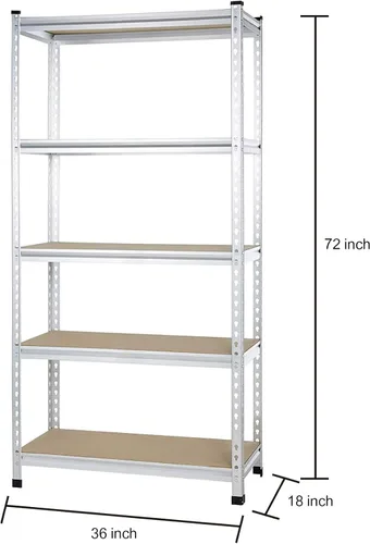Miniatura 2 de Amazon Basics - Estantería de almacenamiento de resistencia media de doble poste, 5 niveles, tablero prensado, aluminio, 36 x 18 x 72 Servicio