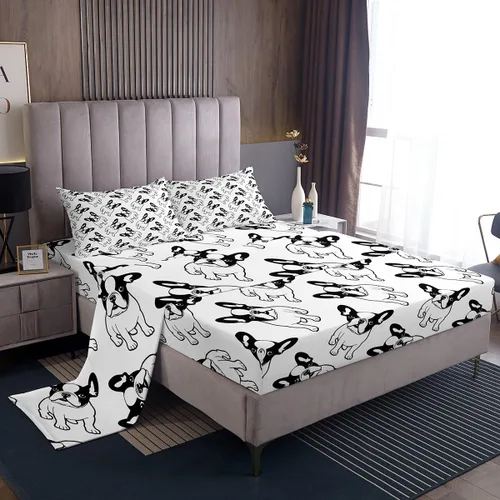 Miniatura 3 de Manfei Juego de sábanas de dibujos animados para niños, tamaño individual, bonito juego de ropa de cama de animales y mascotas, decoración