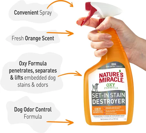 Miniatura 6 de Nature's Miracle Destructor de manchas para desorden de perros, 24 onzas, fórmula Oxy con aroma a naranja