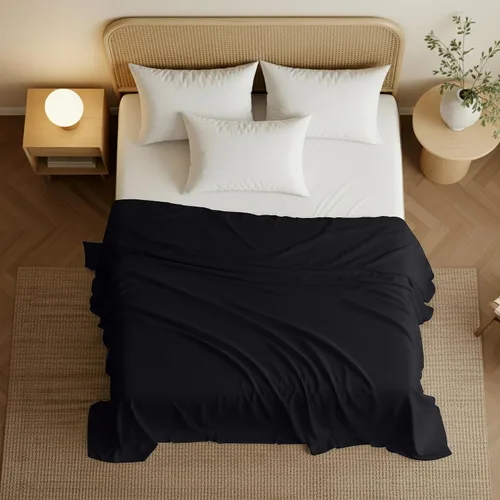 Miniatura 3 de Utopia Bedding Sábana Plana - 1 Paquete (Individual, Negro) - Tela de Microfibra Cepillada Suave - Sábana Superior Resistente al Encogimiento