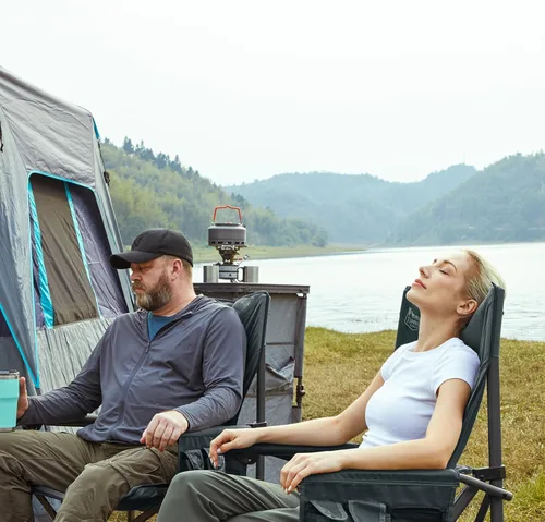 Miniatura 2 de TIMBER RIDGE Silla de Campamento Plegable de Gran Tamaño con Respaldo Alto, Resistente para Adultos, Soporta hasta 500 libras con Portavasos, Bolsa