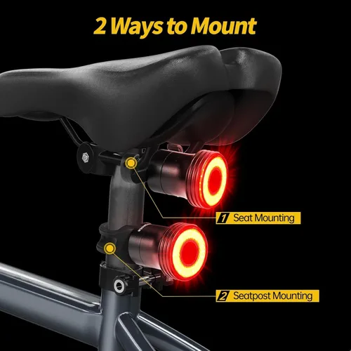 Miniatura 7 de Luz trasera inteligente para bicicleta, detección de frenos, encendido/apagado automático, luz trasera súper brillante de 22 LED, 5 modos