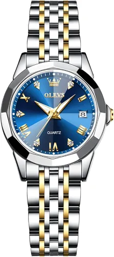 Miniatura 9 de OLEVS Womens Watch Fashion Dress Diamond Female Watches for Ladies Analog Quartz Stainless Steel Waterproof Luminous Day Date Two Tone Wristwatch