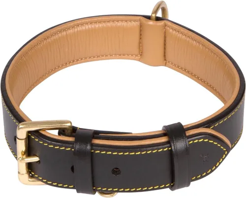 Collares suaves al tacto, de cuero acolchado, collares de lujo para perro, L, Negro