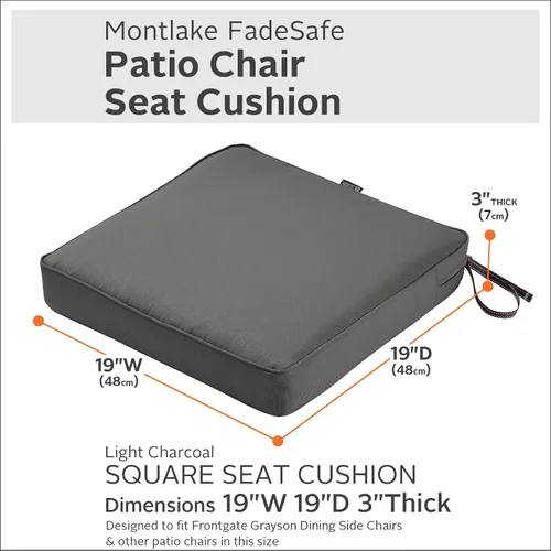 Miniatura 3 de Classic Accessories Montlake - Cojín cuadrado resistente al agua de 19 x 19 x 3 pulgadas, para asiento de exterior, cojín para silla de muebles